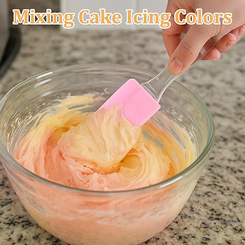 Miniatura 5 de Juego de 4 espátulas de silicona, 6.9 pulgadas, resistentes al calor, juego de espátulas de cocina y artilugios antiadherentes de mango largo, mini