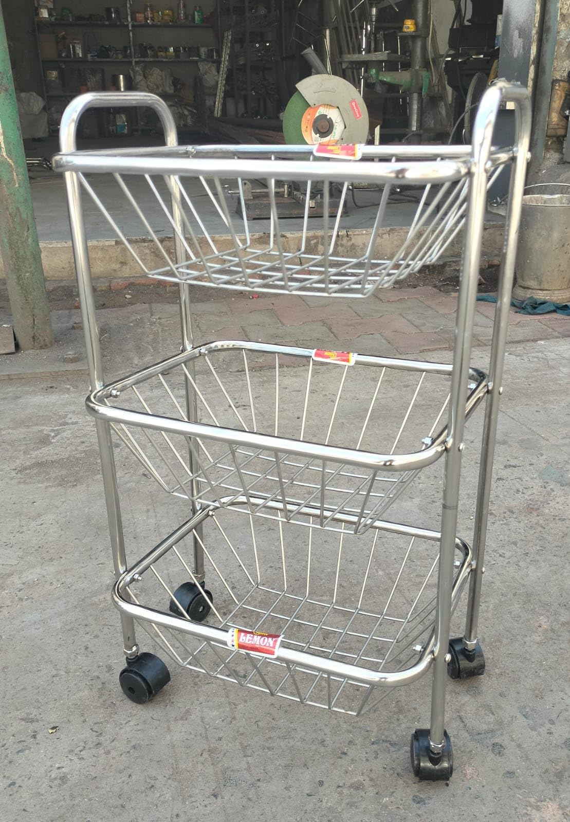 Stainless Steel 3 Shelf Kitchen Trolley Stand | Fruit and Vegetable Square Trolley | Multi-Tier Storage Rack for Kitchen Pantry and More Easy Assembly S-4 (3 Layer)-image-32