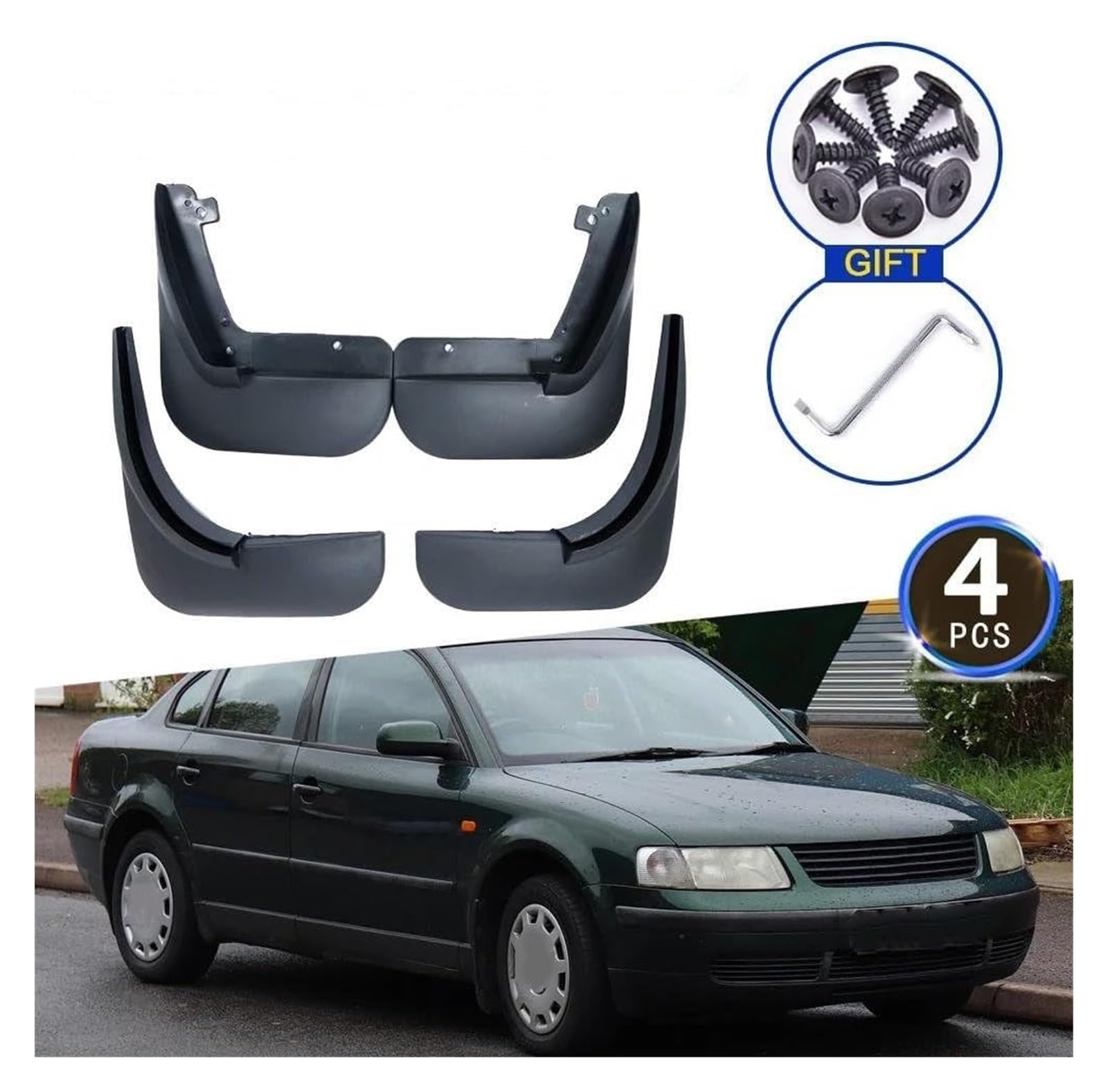 Für VW Für Passat B5 1998-2005 .5 Schmutzfänger Spritzschutz Kotflügelschutz 4-teiliges Schmutzfängerzubehör Vordere Und Hintere Kotflügel