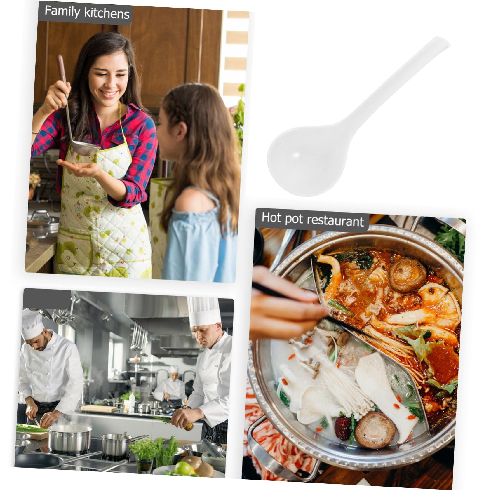 SOLUSTRE Mestolo da Zuppa in Porcellana Bianco da 10,6 Pollici, Impugnatura Comoda, Resistente a Microonde, per Servire Zuppe e Miso in Cucina