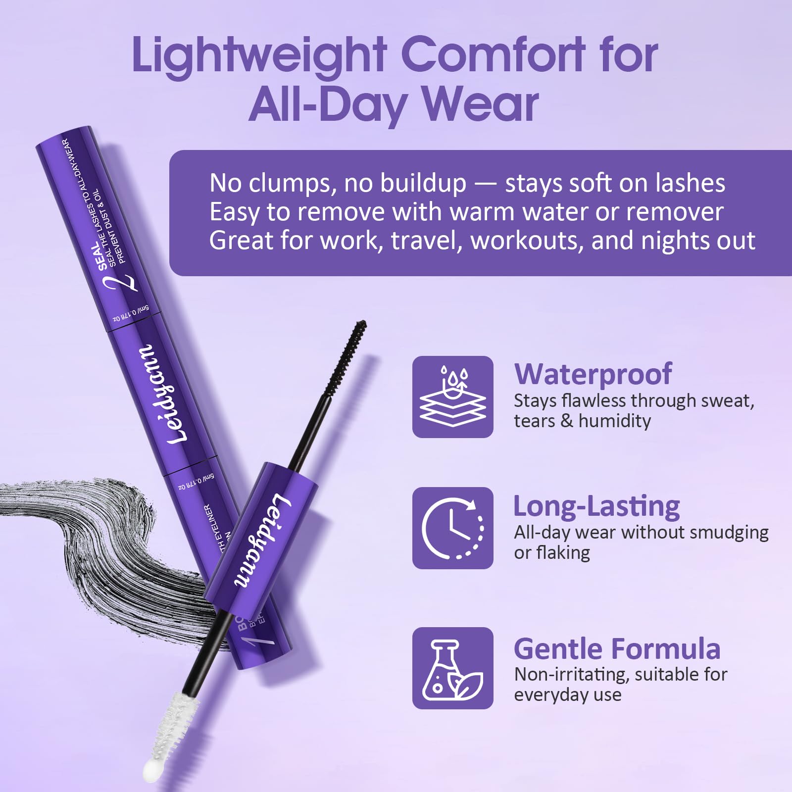 Eyelash Glue Lash Bond & Seal, 2-in-1 Adhesive for Lash Clusters & DIY Eyelash Extensions, 72H Waterproof Strong Hold, Quick Dry, Smudge-Proof, Gentle Non-Irritating Formula - 4