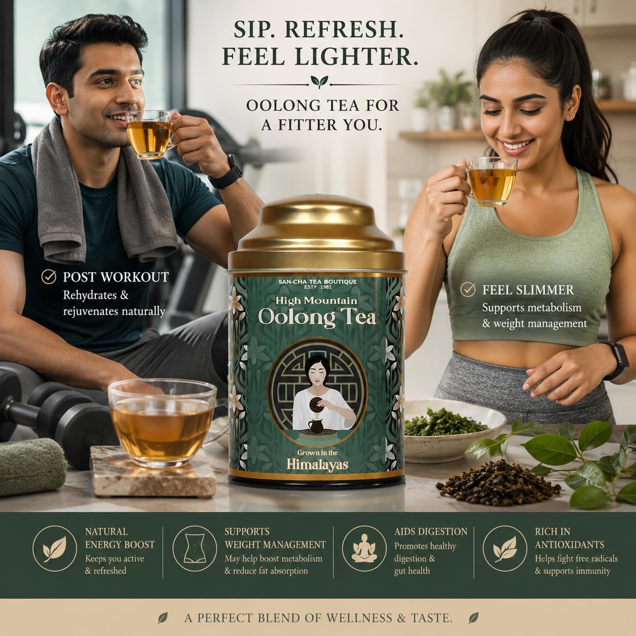 Sancha Tea Boutique Oolong Tee 50g Ganzblatt-Oolong-Tee geerntet im Himalaya magerer Tee
