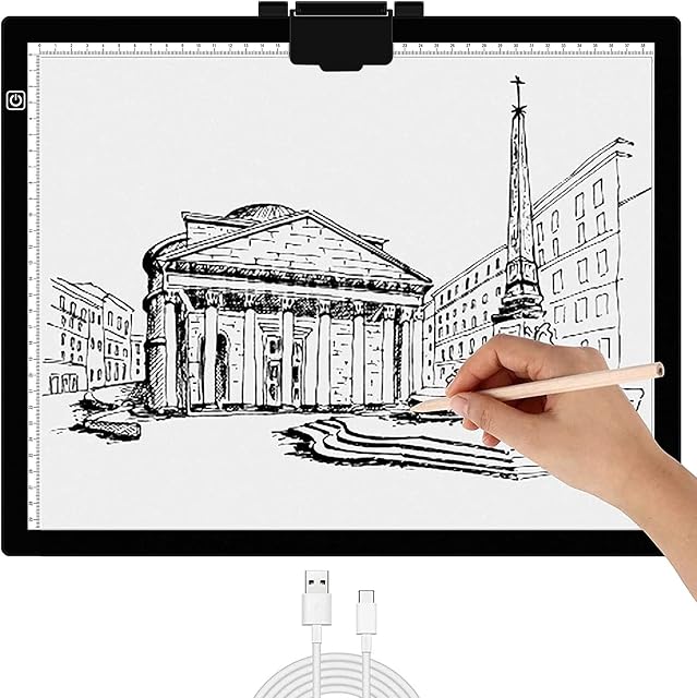 A3 Light Box for Drawing Elice Portable Adjustable Brightness Led Light Pad Tracing Light Board with Type-C Cable for Artists DrawingDiamond PaintingStencilling,Sketching,Animation,X-ray Viewing