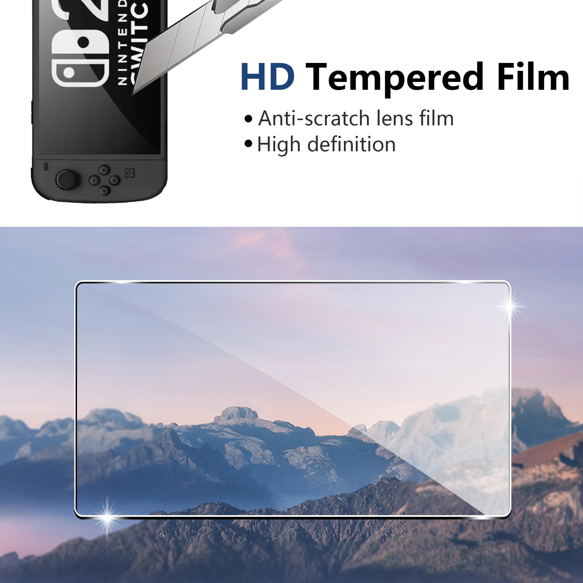 Pellicola Protettiva per Nintendo Switch 2 2025 Vetro Temperato, Confezione da 2 HD Trasparente AntiGraffio