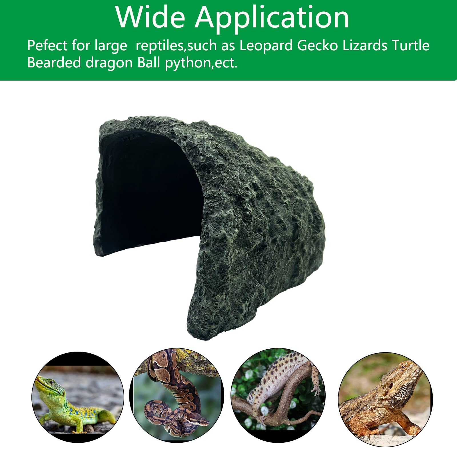 Escondite de reptil y cuevas XL de resina de simulación de roca de reptil ocultar terrario hábitat decoración escondite de dragón barbudo para lagartos dragón barbudo bola pitón serpientes tortuga