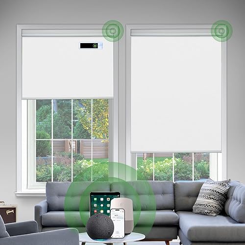 DONGFXK Panel solar motorizado persianas enrollables mejoradas a inteligentes con oscurecimiento de cortesía persianas eléctricas automáticas para