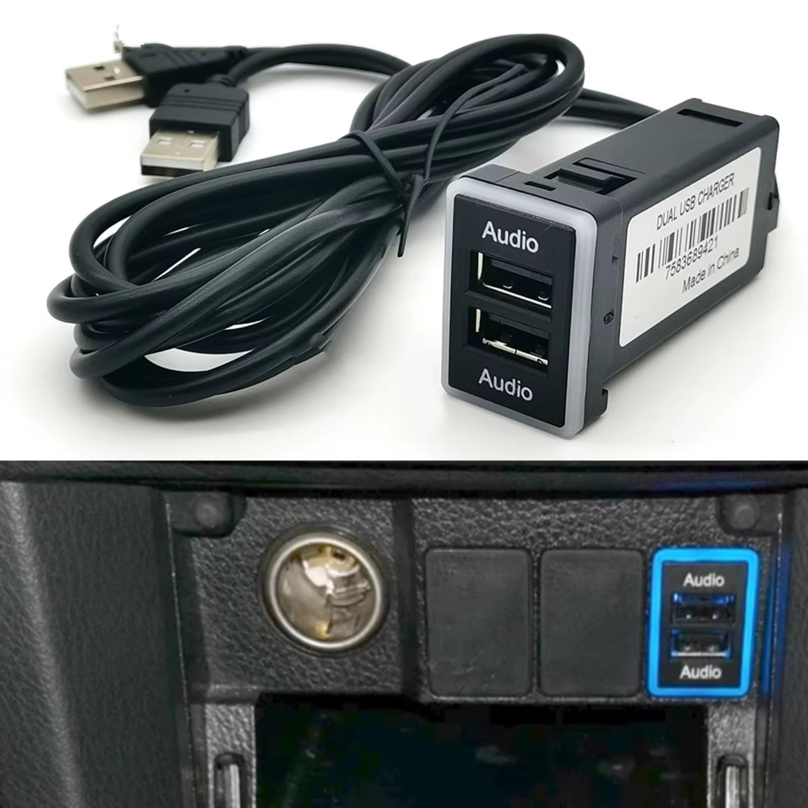 Consola USB AUX Compatible Con Toyota Para Camry Para Prius Coche Audio Dual U-disk Flash Socket Adaptador Puerto Reproducción Música Puerto USB