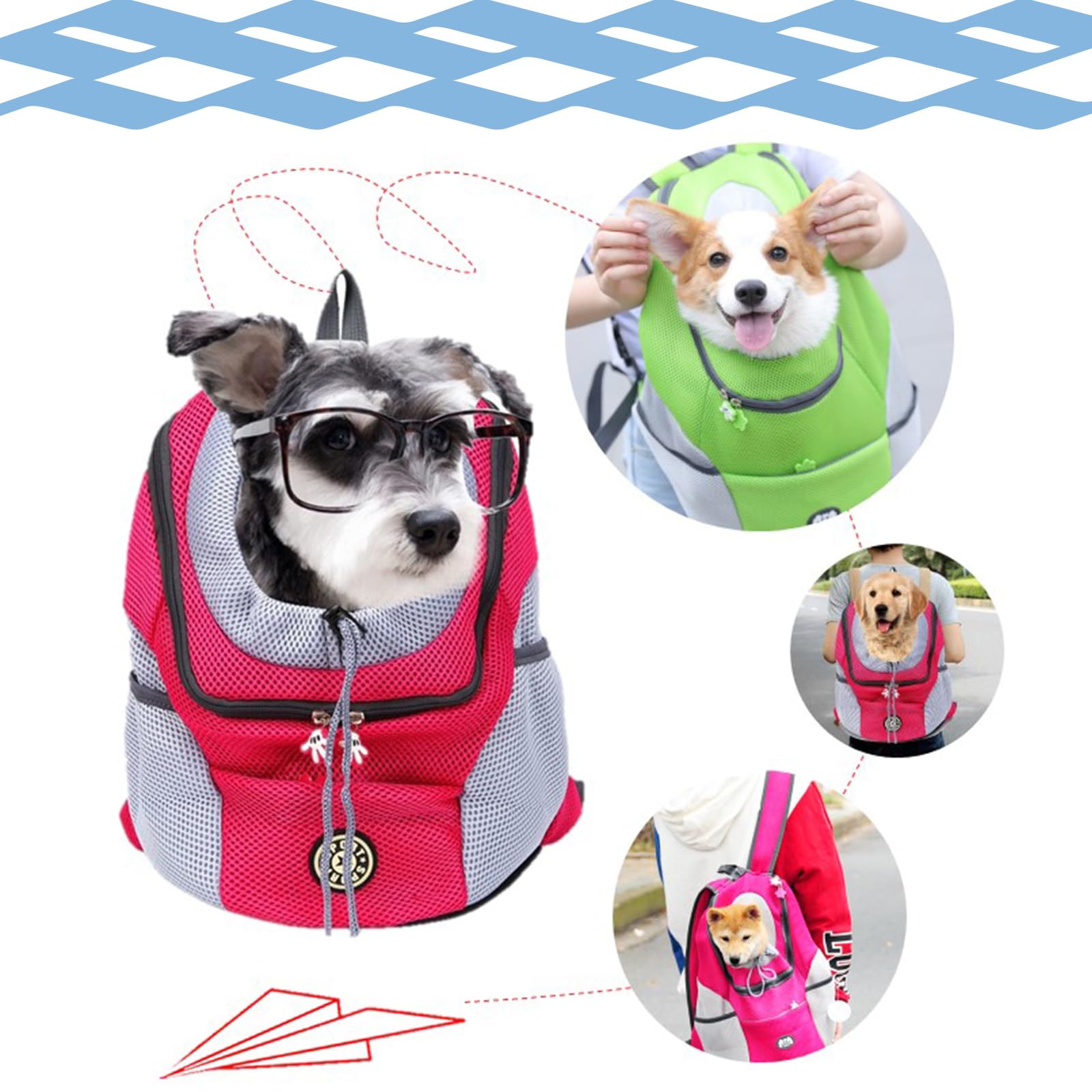 Mochila para Transportar Mascotas para Perros pequeños y Gatos， Bolsa de Viaje para Mascotas con Manos Libres, diseño Transpirable y Parte Inferior Impermeable para Senderismo y Viajes