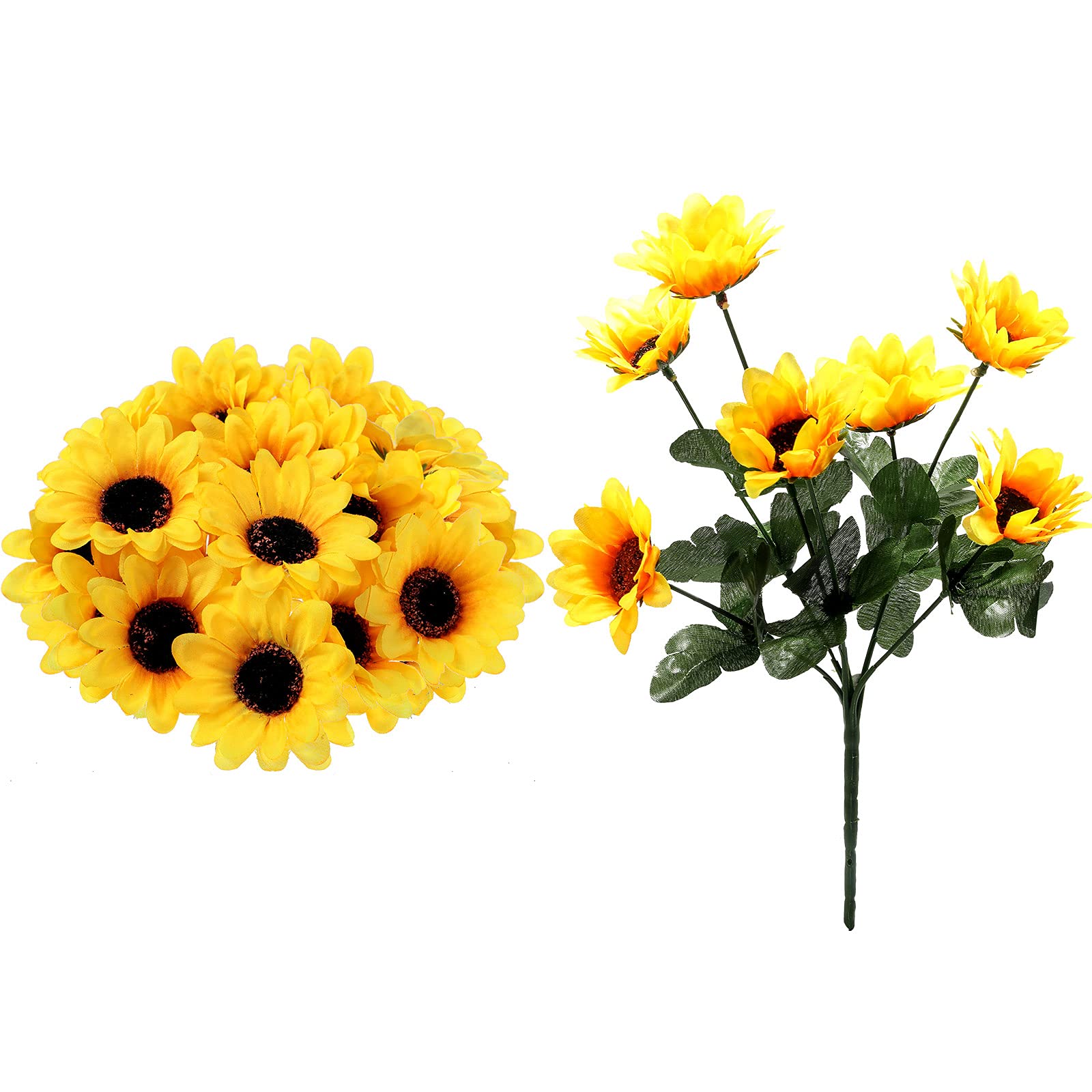 Artificial Sunflowers with 7 Pieces Flower Heads Fake Silk Sunflower Decors Fake Sunflowers Centerpieces 30 Artificial Sunflower Heads Sunflower Arrangements for Home Garden Wedding Party Decors