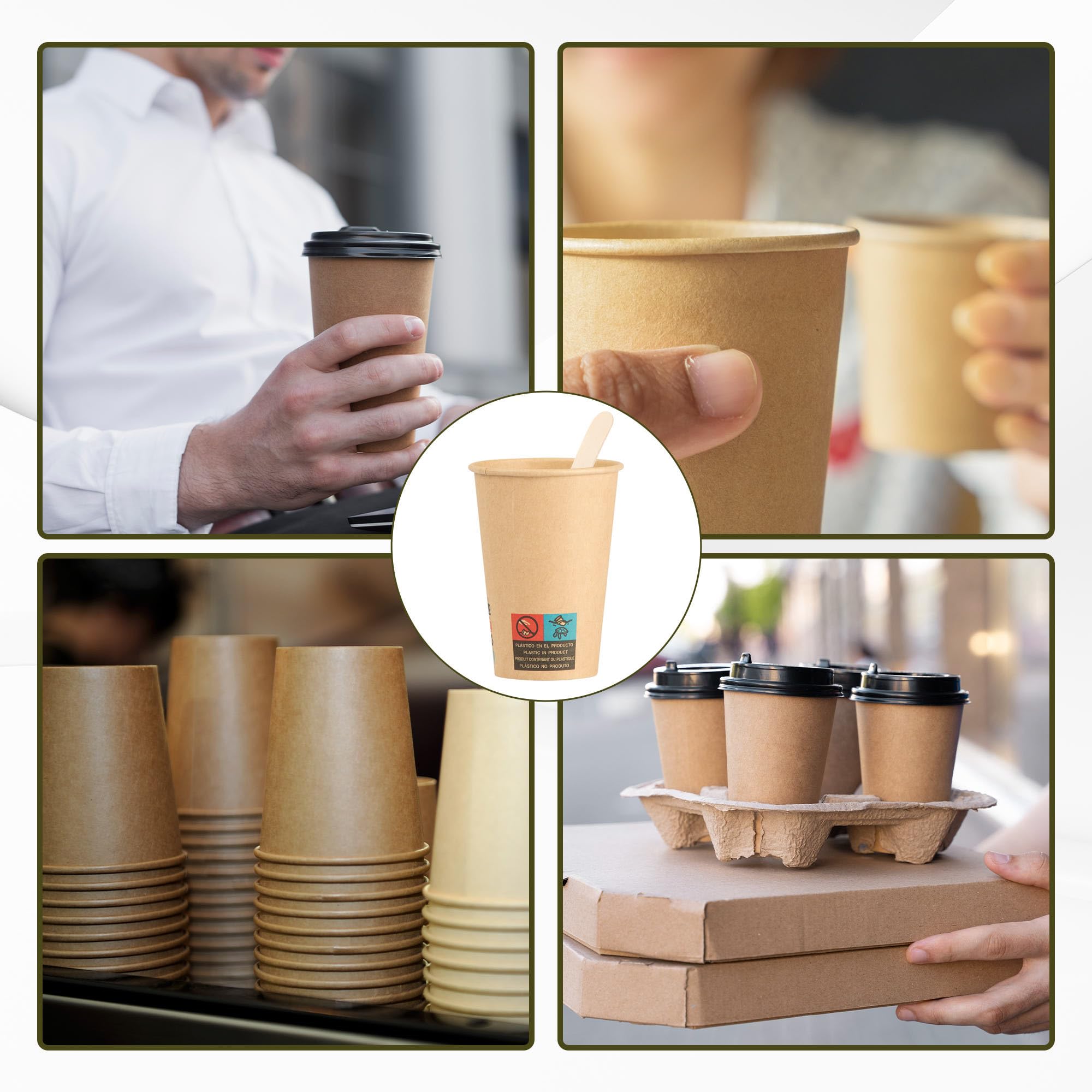Gobelets Jetables Carton 100 Gobelets Jetables En Carton Kraft 210ml - Étanches Et Résistants Gobelets Jetables 210ml