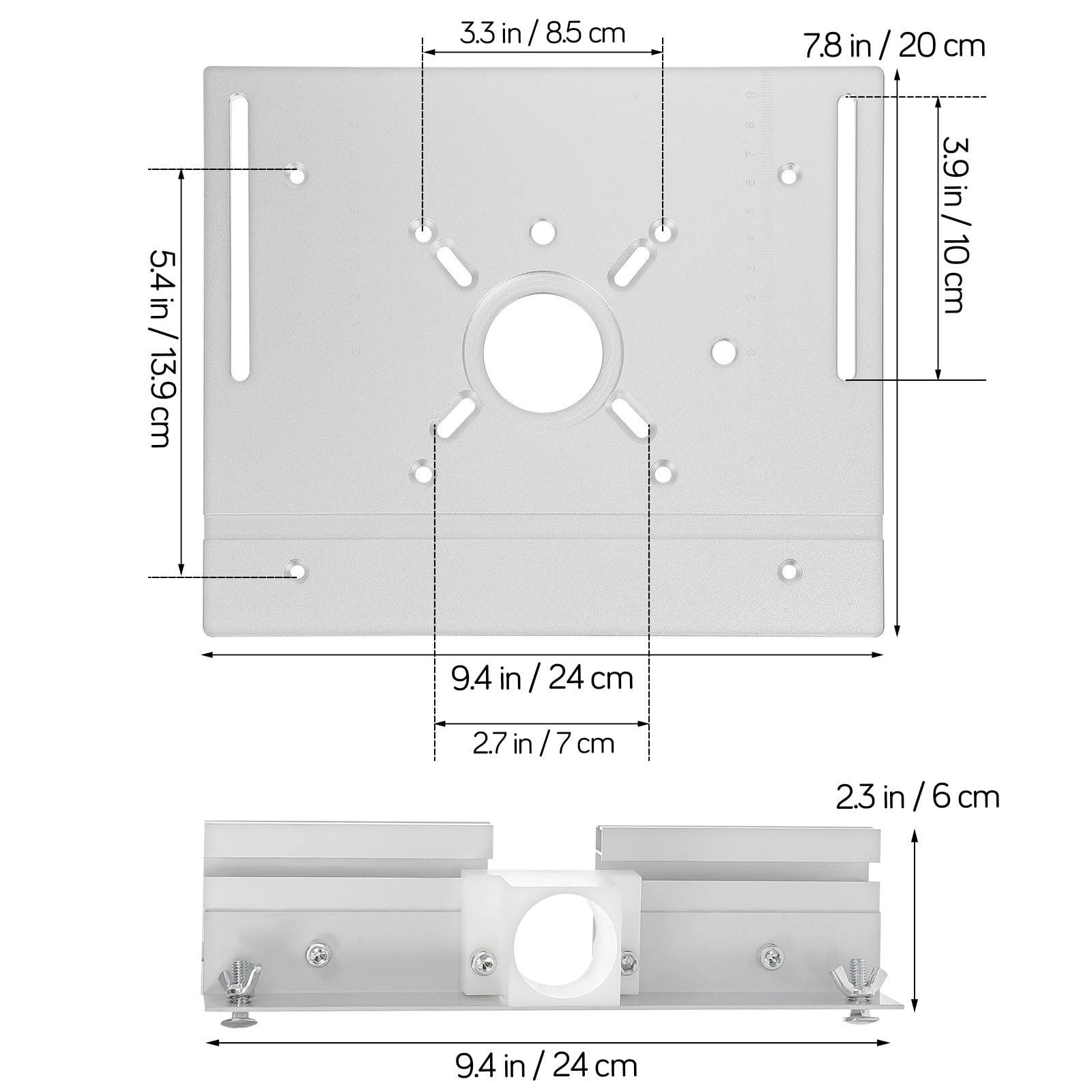 Cabilock Placa de Inserción para Mesa de Fresadora de Aleación de Aluminio, Base Abatible con Medidor de Ángulo, Compatible con Bancos de Carpintería, Accesorio para Trabajos de Bricolaje