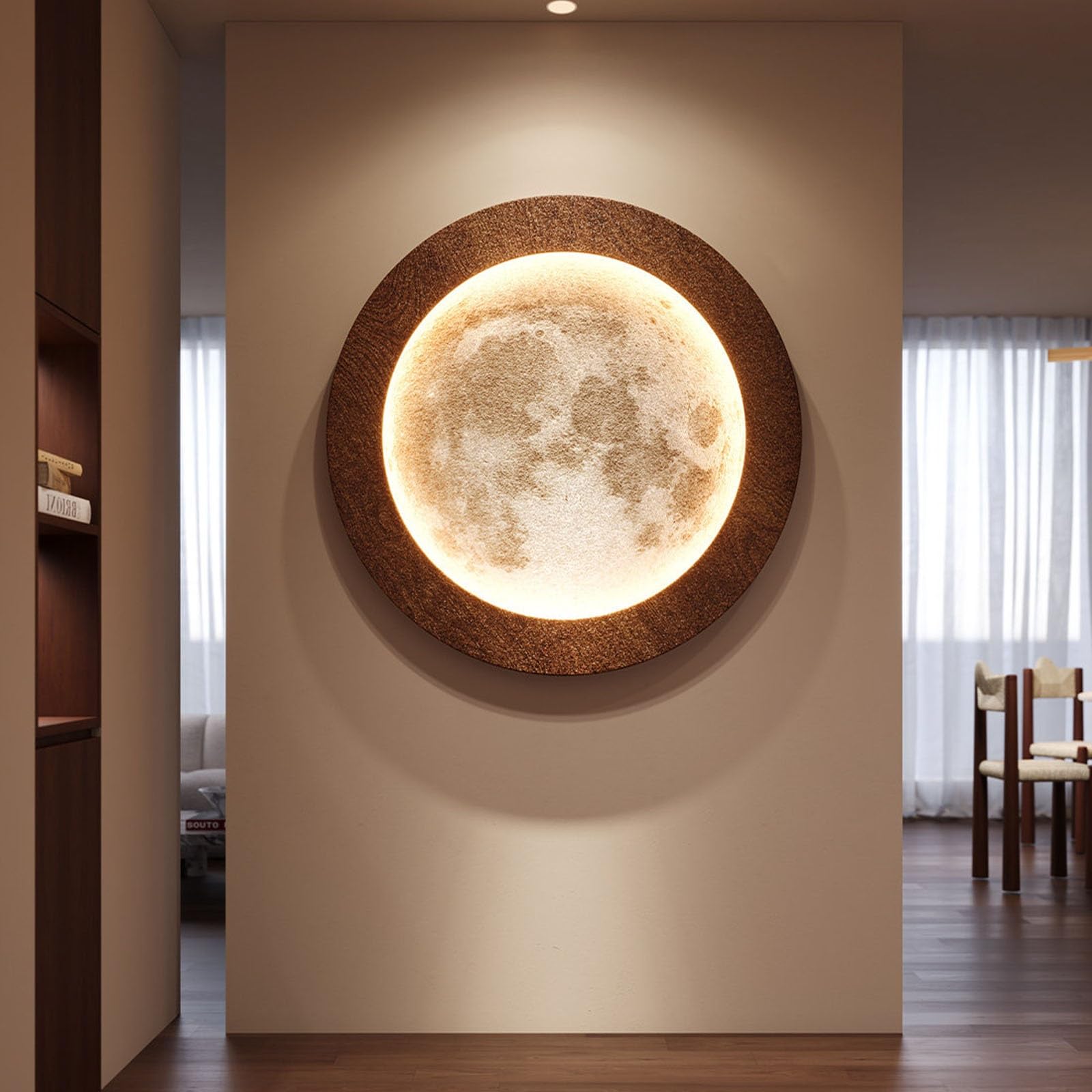 RASJCGRCOA 3d wall led decor sandstone art painting, plug-in power supply, large-scale mounted modern sculpture,remote control, entrance foyer decorative painting(A,35.4 * 35.4in/90 * 90cm)