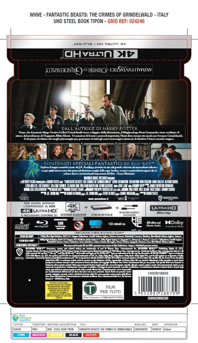 ANIMALI FANTASTICI E I CRIMINI DI GRINDELWALD Steelbook (4K Ultra HD + Blu-Ray)