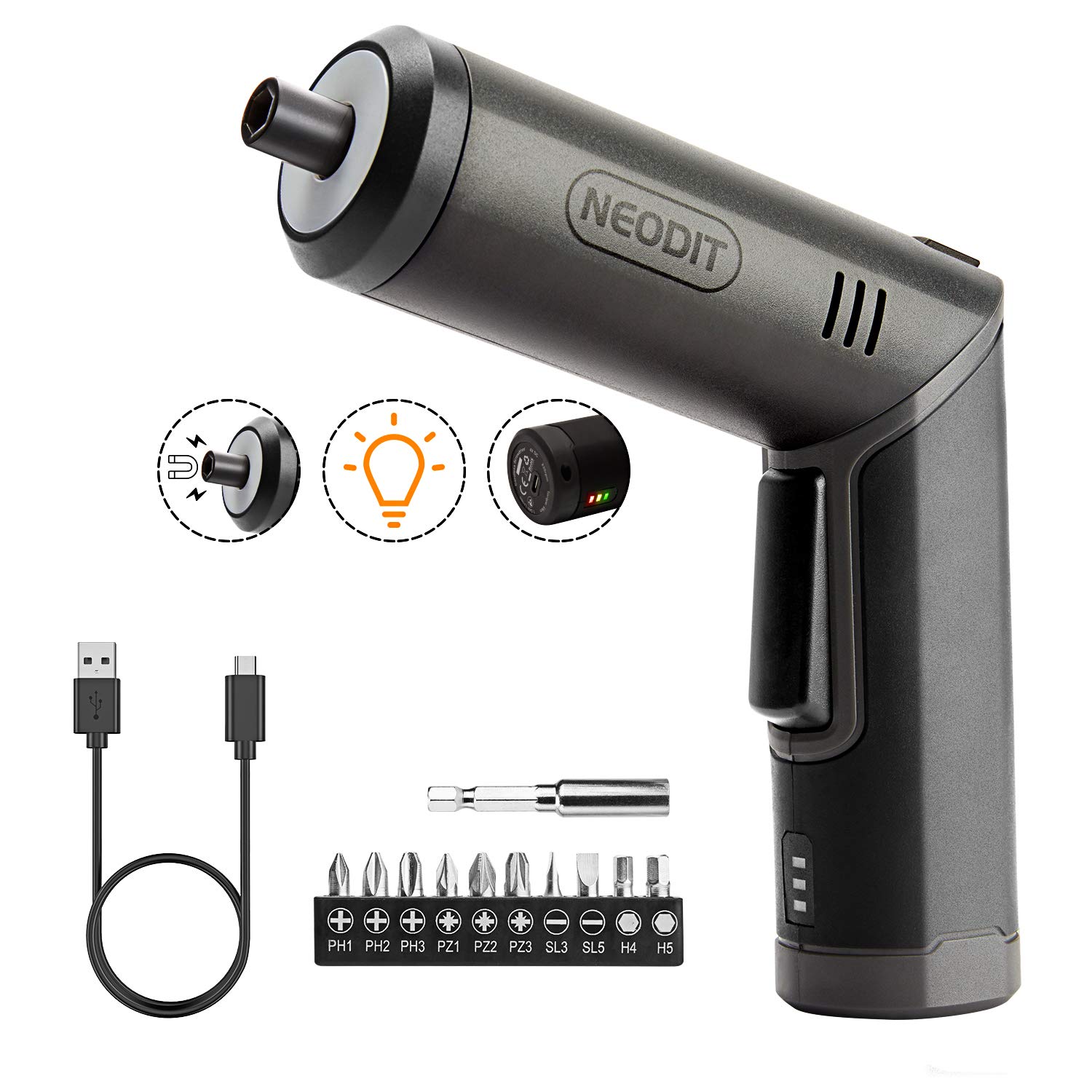 ☆電動ドライバー 電動ドリル 32本ビット 1本延長棒　ミニ　コンパクト Amazon | NEODIT 電動ドライバー 電動ドリル 10本ビット 1本延長