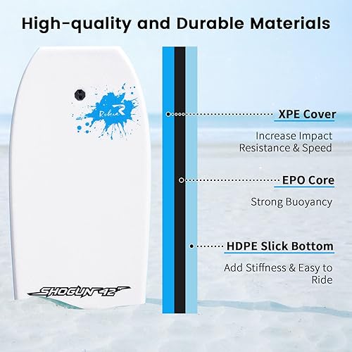 Miniatura 2 de Rokia R Bodyboard para playa incluye correa de 42 pulgadas, tablero de cuerpo con núcleo EPO duradero de estructura reticular, gran surf para
