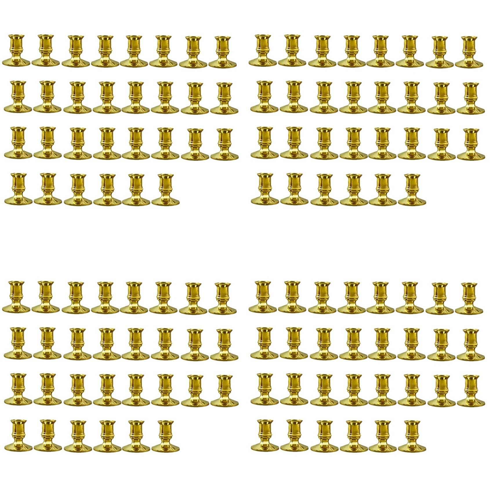 Vjsujehgy 120PCS Gold Pillar Candle Base Taper Candle Holder Candlestick Christmas Decor