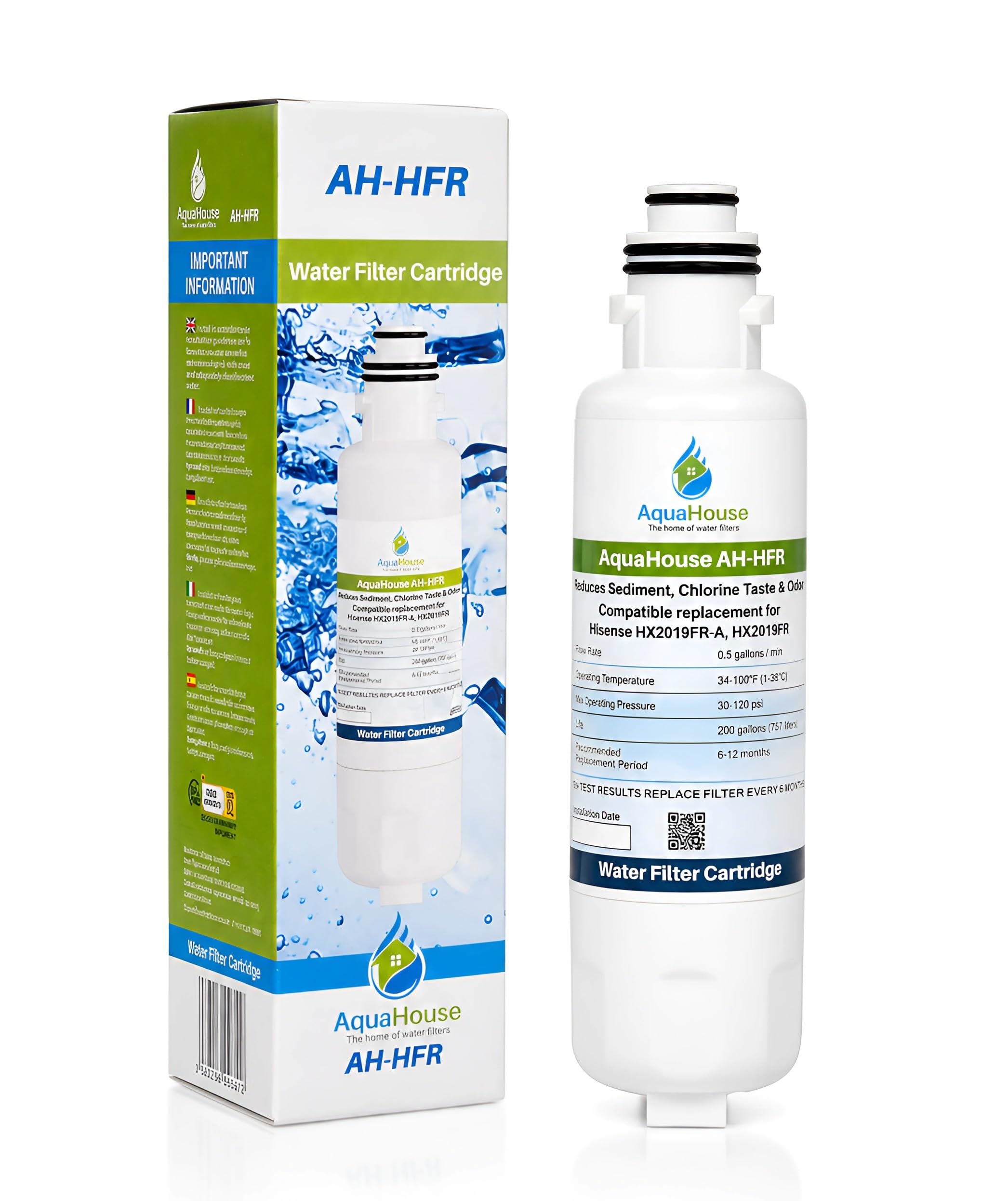 AquaHouse AH-HFR - Filtro dell'acqua compatibile con Hisense HX2019FR-A, HX2019F-A, K2100988, cartuccia di ricambio per filtro frigorifero
