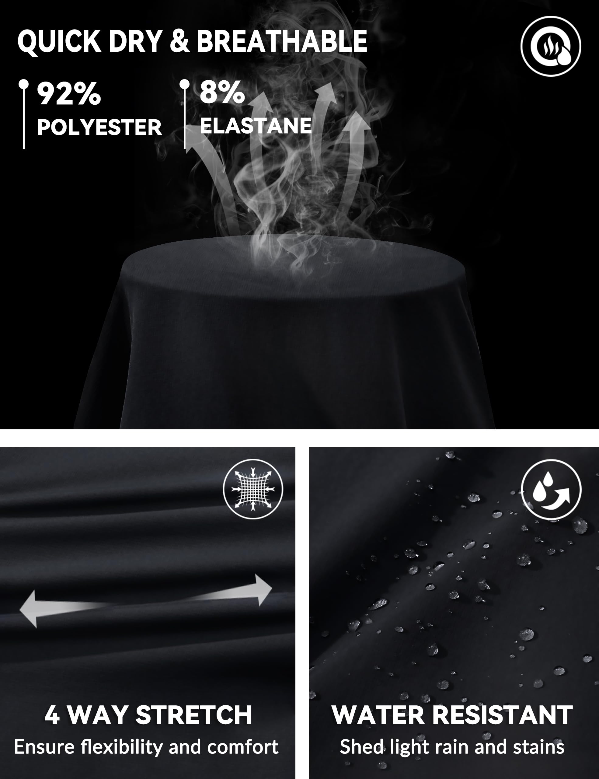 Lot de 1 ou 2 pantalons de randonnée légers et imperméables pour homme avec longueur d'entrejambe de 86 cm/81 cm, pantalon de trekking d'extérieur avec poches zippées
