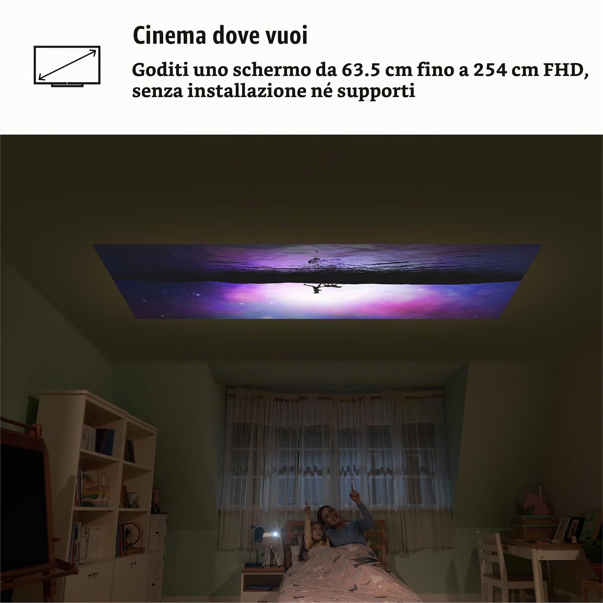 LG PF50KS Mini Proiettore Portatile per Ufficio e Tempo Libero, Risoluzione Full HD 1920x1080, Speaker Integrati, USB, USB-C, HDMI, Wireless, Batteria Integrata 2.5 Ore, 600 ANSI Lumens