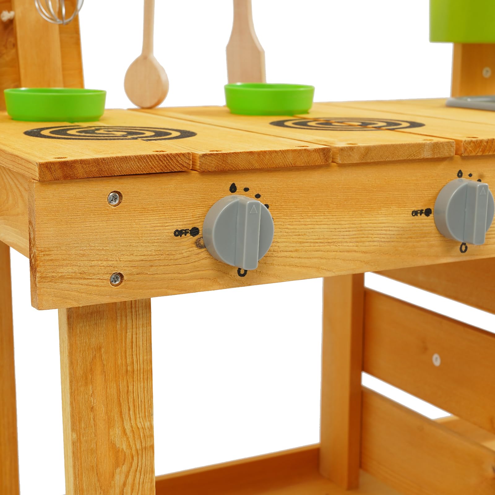 Grande cuisine en bois pour enfants – Cuisine de jeu extérieure avec véritable robinet, évier et accessoires pour un jeu créatif dans le jardin – Jouet de rôle robuste pour enfants de 3 à 8 ans