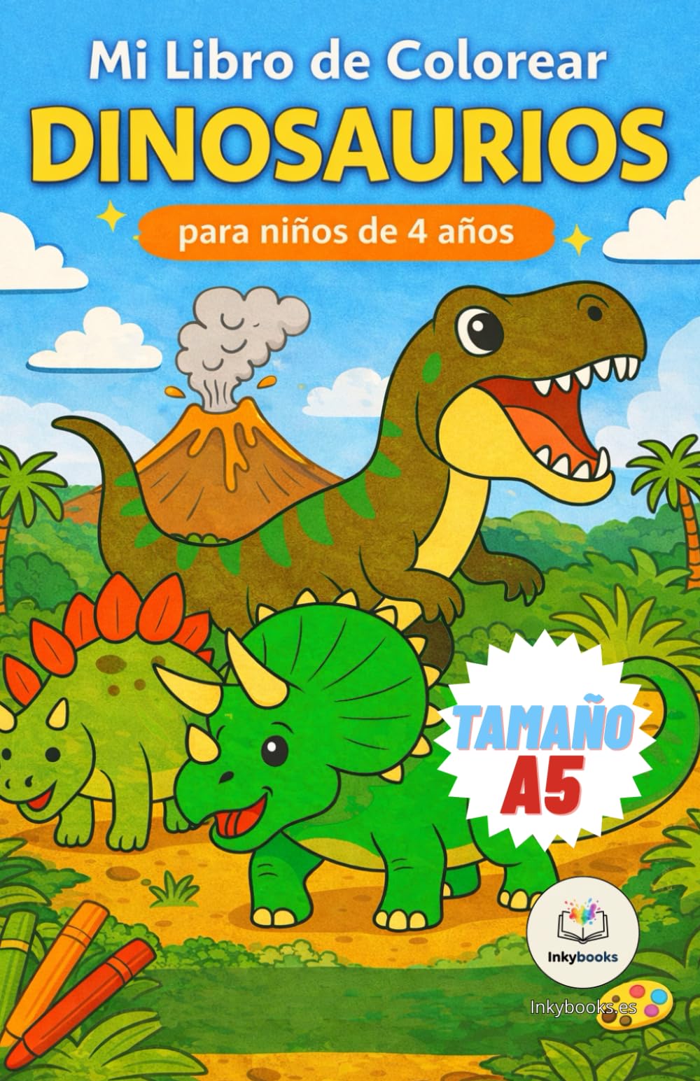 Dinosaurios libro para colorear:: formato bolsillo libro para colorear para niños A5