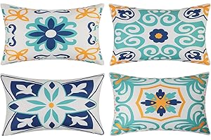 Waterproof Lumbar Outdoor Pillow Covers - 4 Pack
