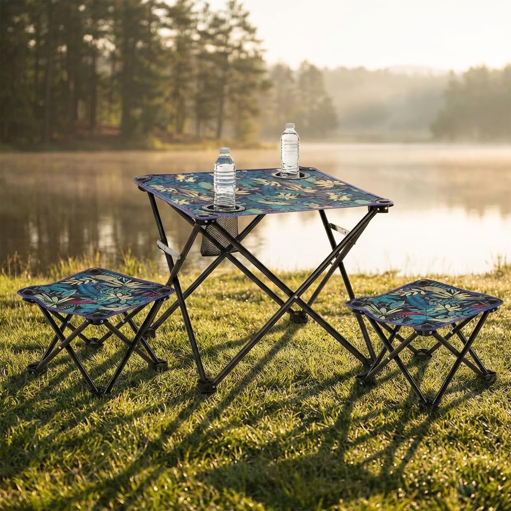 klappbares campingtisch set SNZ Klappbar mit 2 Klapphockern, Faltbarer Outdoor Tisch-Set aus Oxford-Nylon, Leicht Tragbar mit Getränkehalter für Camping Picknick Angeln Garten Festival, bis 120kg Belastbarkeit Garten backpacking packs Max Enchanted Minecraft Gear: How Many Pedals?:P1-3 PRO