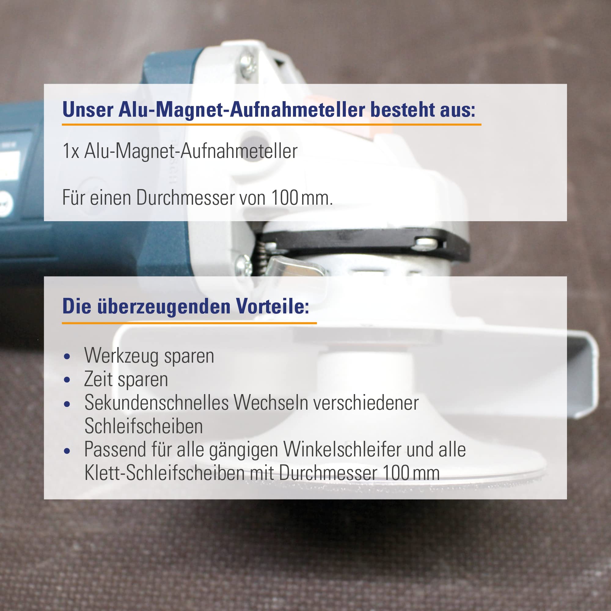 Karl Dahm Plato de aluminio magnético Ø 100 M14 para discos de lijado con velcro, ideal para lijado en húmedo y seco – 50535