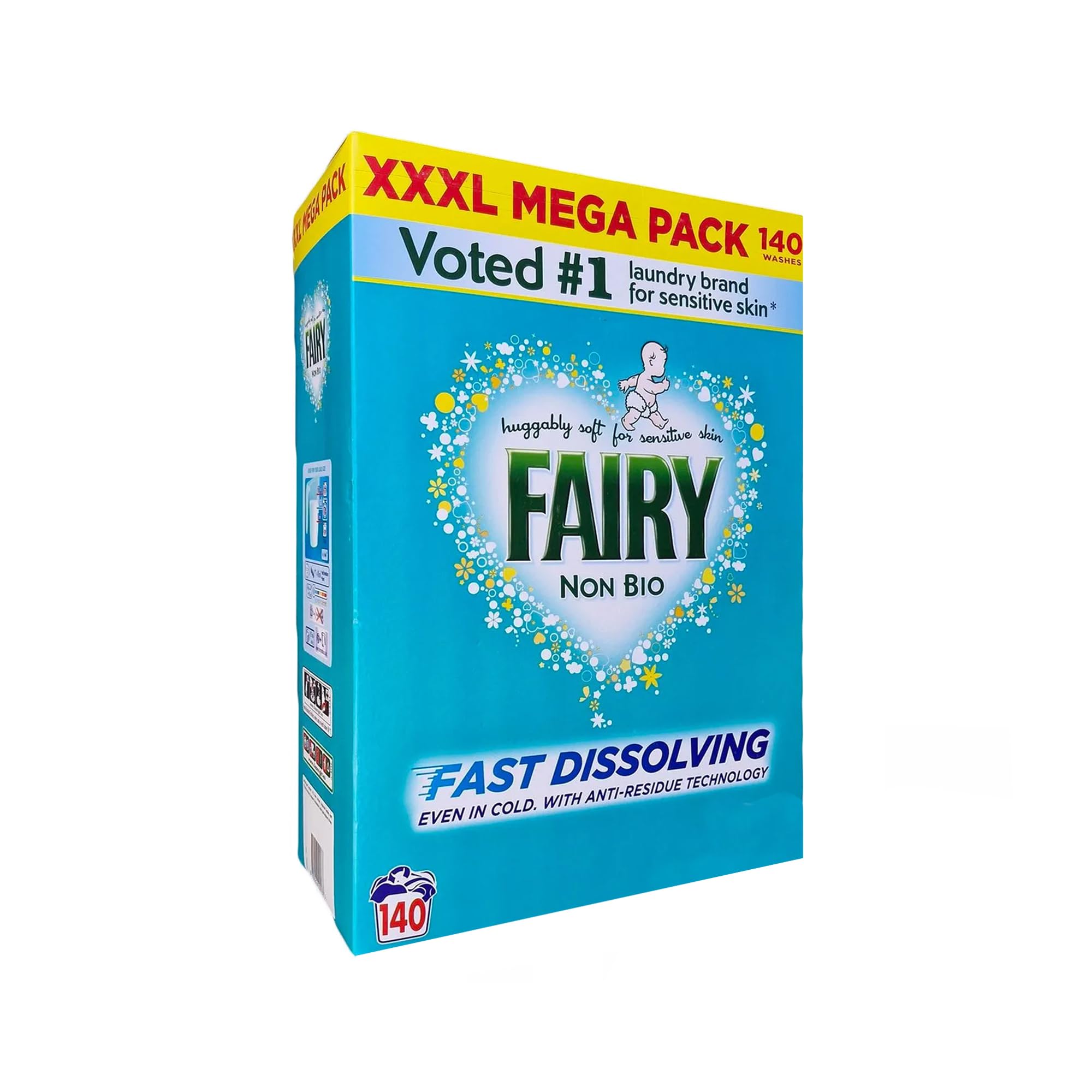 Fairy Non-Bio Detergent Powder Kind To Sensitive Skin Laundry, 8.4 Kg - 140 Washes (Fast Dissolving Even In Cold With Anti - Residue Technology) XXXL Mega Pack