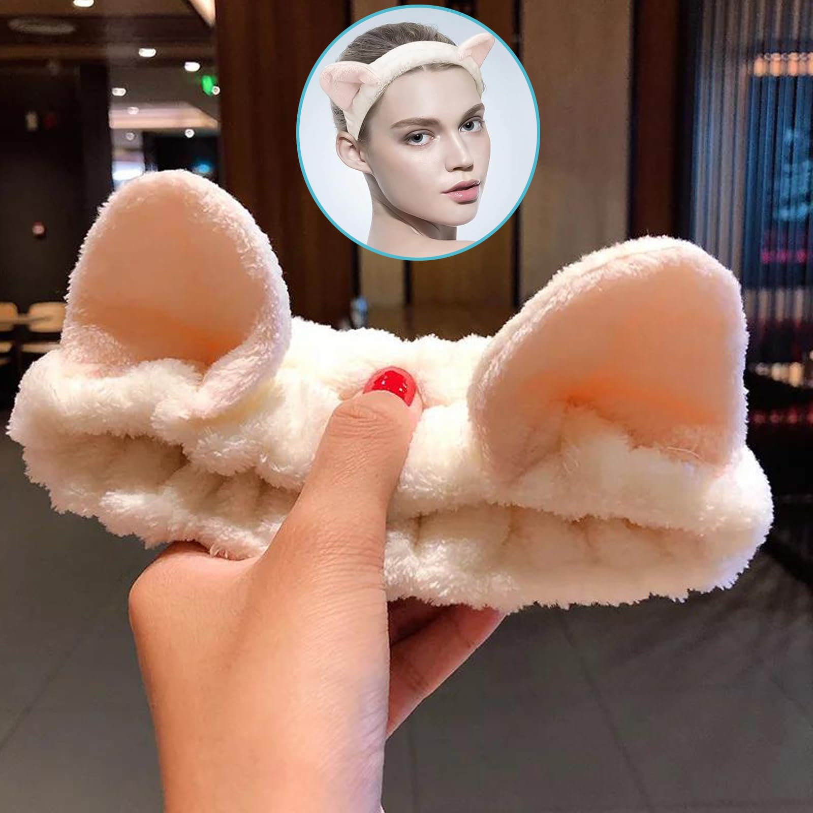 4 Fasce Per Capelli Per Trucco Con Orecchie Animali - Morbide In Pile Di Corallo - Per Doccia, Viso E Spa - Elastiche Una Taglia - 2