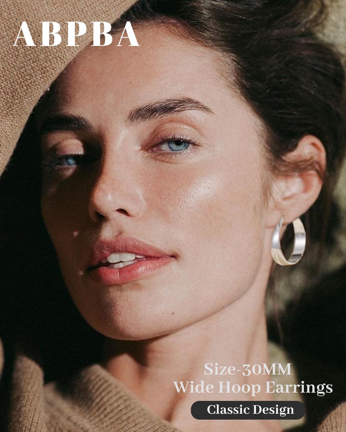 Sterling Silver Hoop Earrings, 8MM Wide Hypoallergenic Silver Hoop Earrings for Women, Lightweight Thick Chunky Hoops Earring for Women Jewelry Gifts 30/40/50/60MM - Image 3