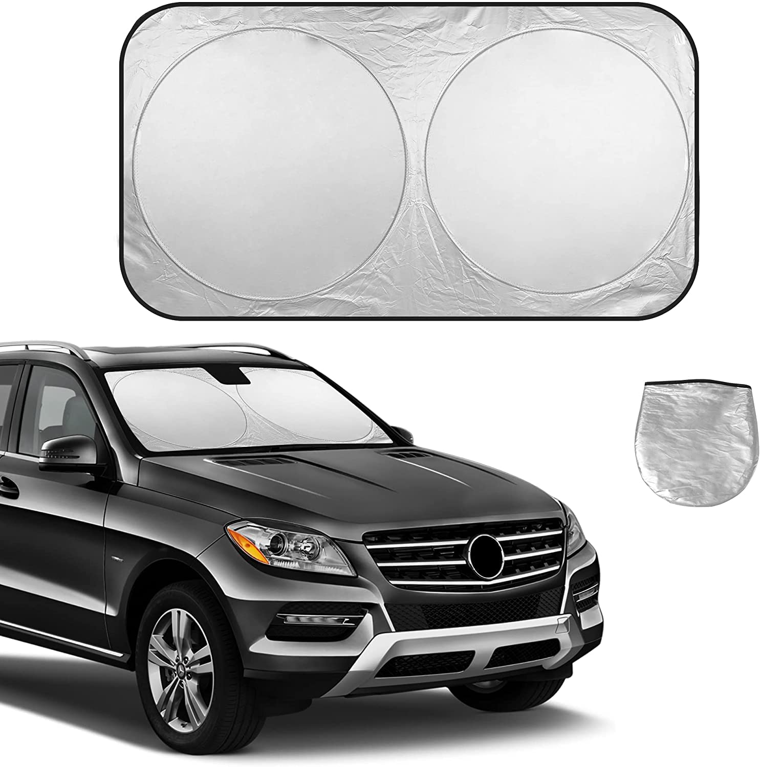 Car Visor Windshield With Storage Bag, Car Visor Effectively Blocks Uv Rays, Visor Front Windshield Visor Foldable Visor To Keep Your Vehicle Cool (65.7x36.4 Inches)