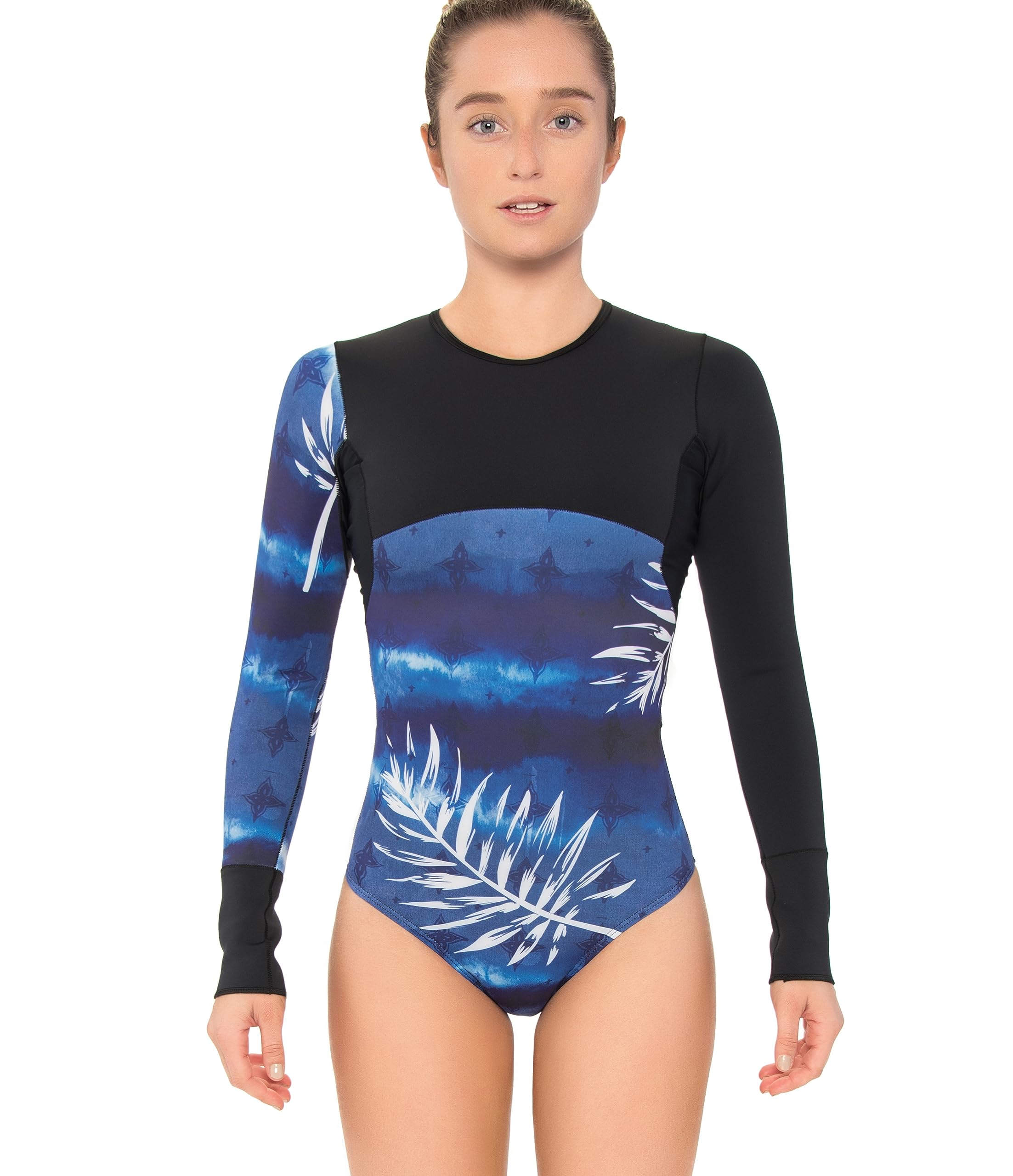 Akela Women's Standard Lineup Long Sleeve Swimsuit, Ink Combo, Medium