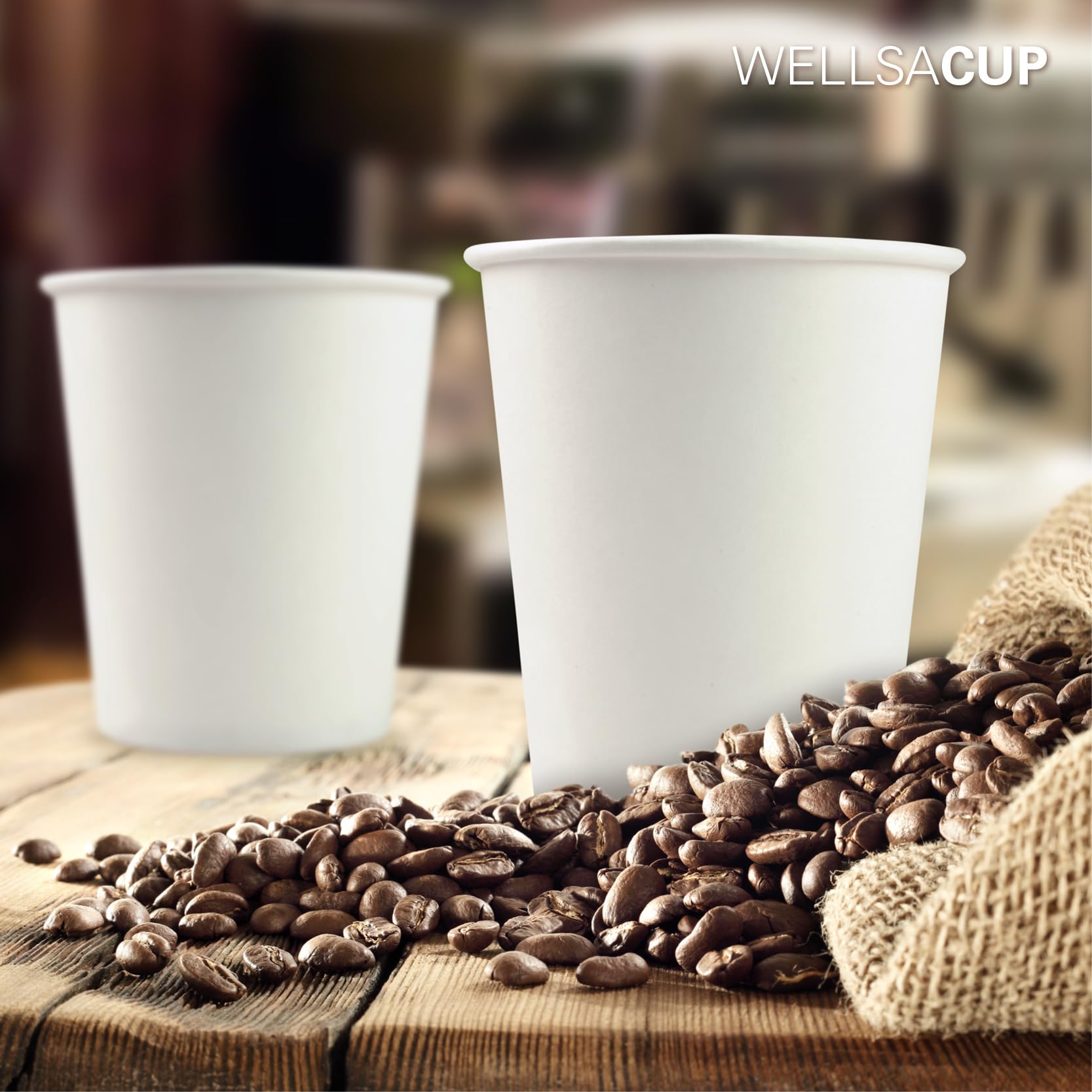 Wellsamed WELLSACUP 1000 Pappbecher 180 ml Weiß, geeignet für Heißgetränke, Coffee to Go, Business, Veranstaltungen, Party