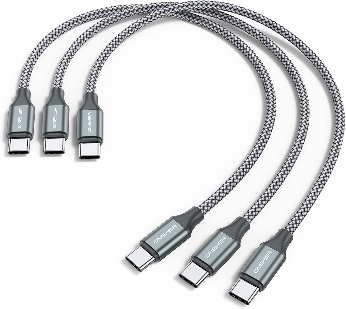 USB C to C Cable (3 Pack 1ft),Short USB Type C Fast Charging Nylon Braided Charger Cord Compatible with iPhone 17 16 Pro/15 Pro Max Android Samsung Galaxy S24 S23 S22,MacBook Pro, iPad Pro USB-C