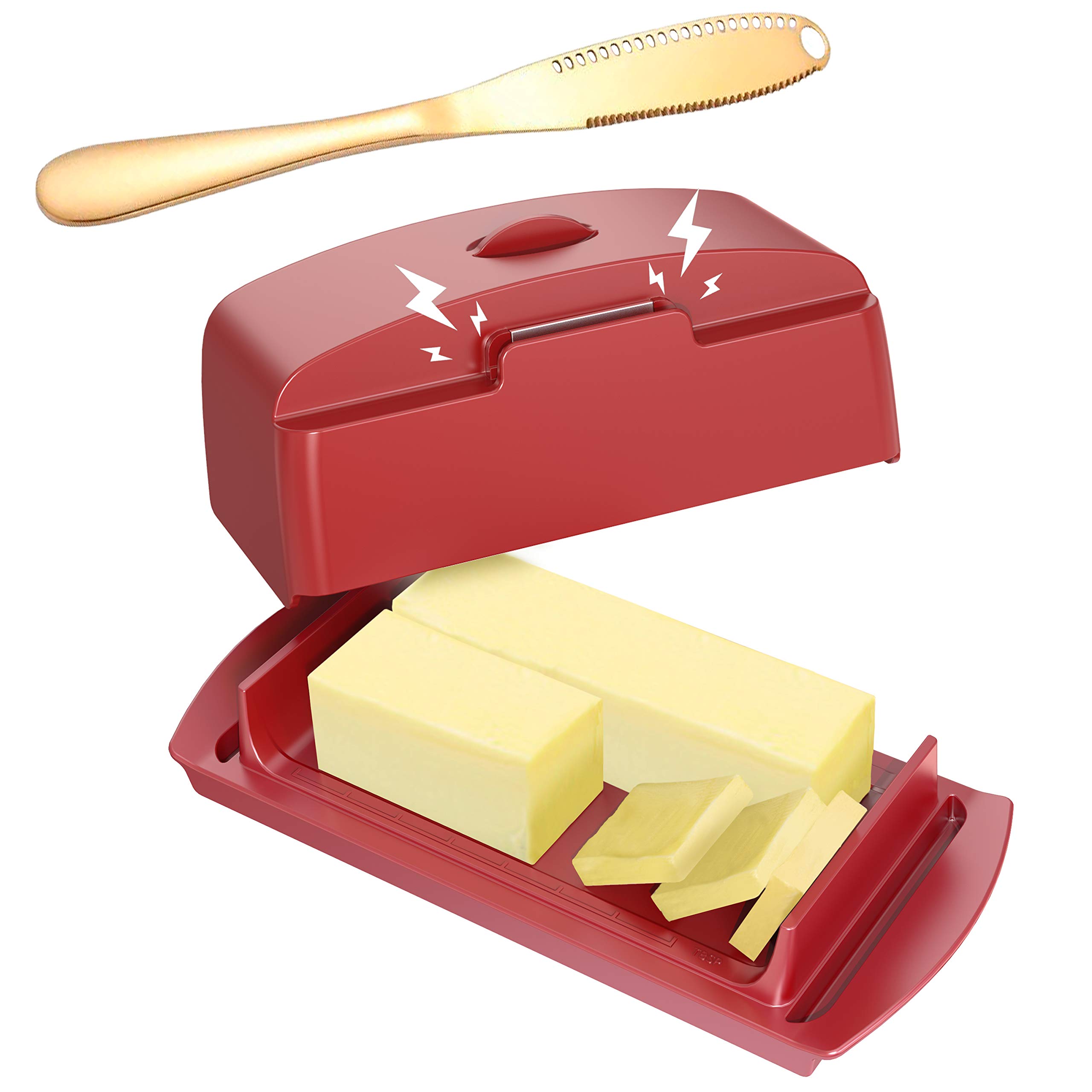 Buy Butter Dish with Lid and 3 in 1 knife,TBSP Measurements