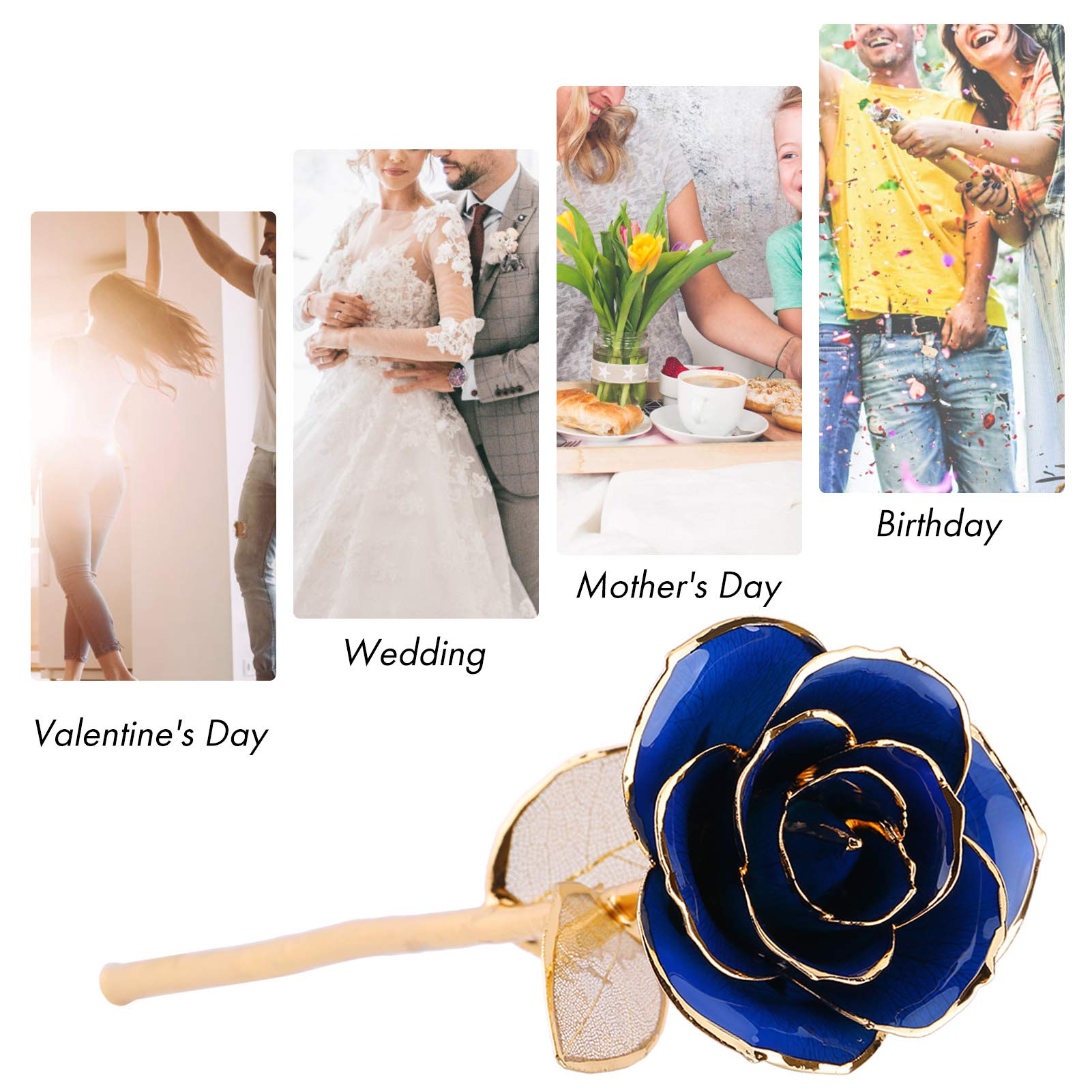 Rose Éternelle Plaqué Or 24K Véritable – Fleur Romantique Avec Support Et Boîte Cadeau – Idéal Saint-Valentin, Anniversaire, Mariage