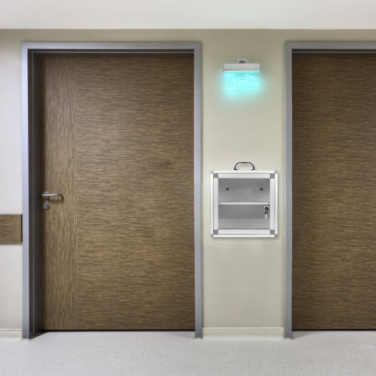 Balacoo Botiquín Doméstico de Pared Doble Compartimento, Construcción Resistente de Aleación y Acrílico, Caja de Almacenamiento para Medicamentos en Exteriores y Equipos Deportivos