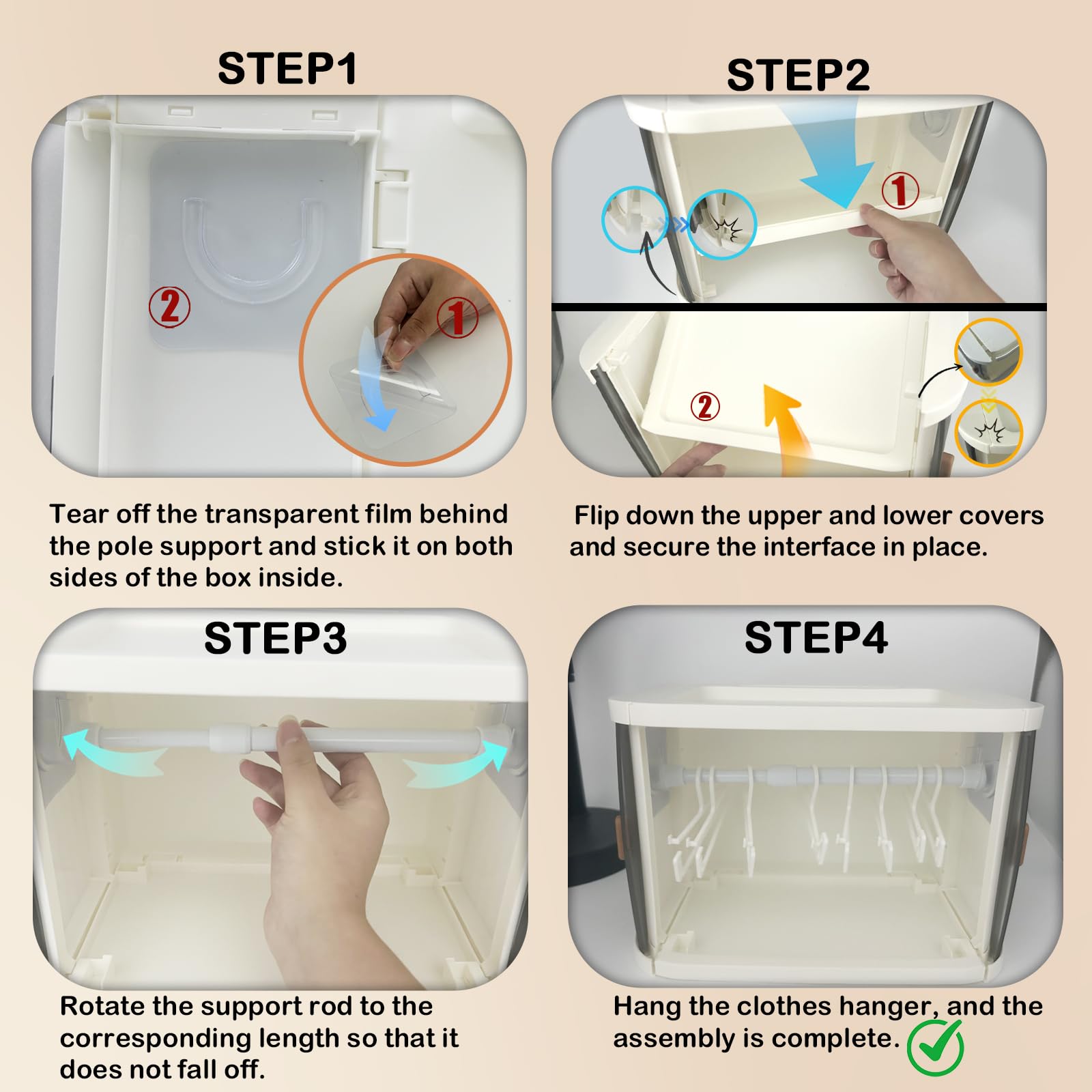 Dolls Wardrobe, Doll Furniture, Miniature Dollhouse Cabinet, Dollshouse Closet with 10PCS Hangers and Rod - Image 3