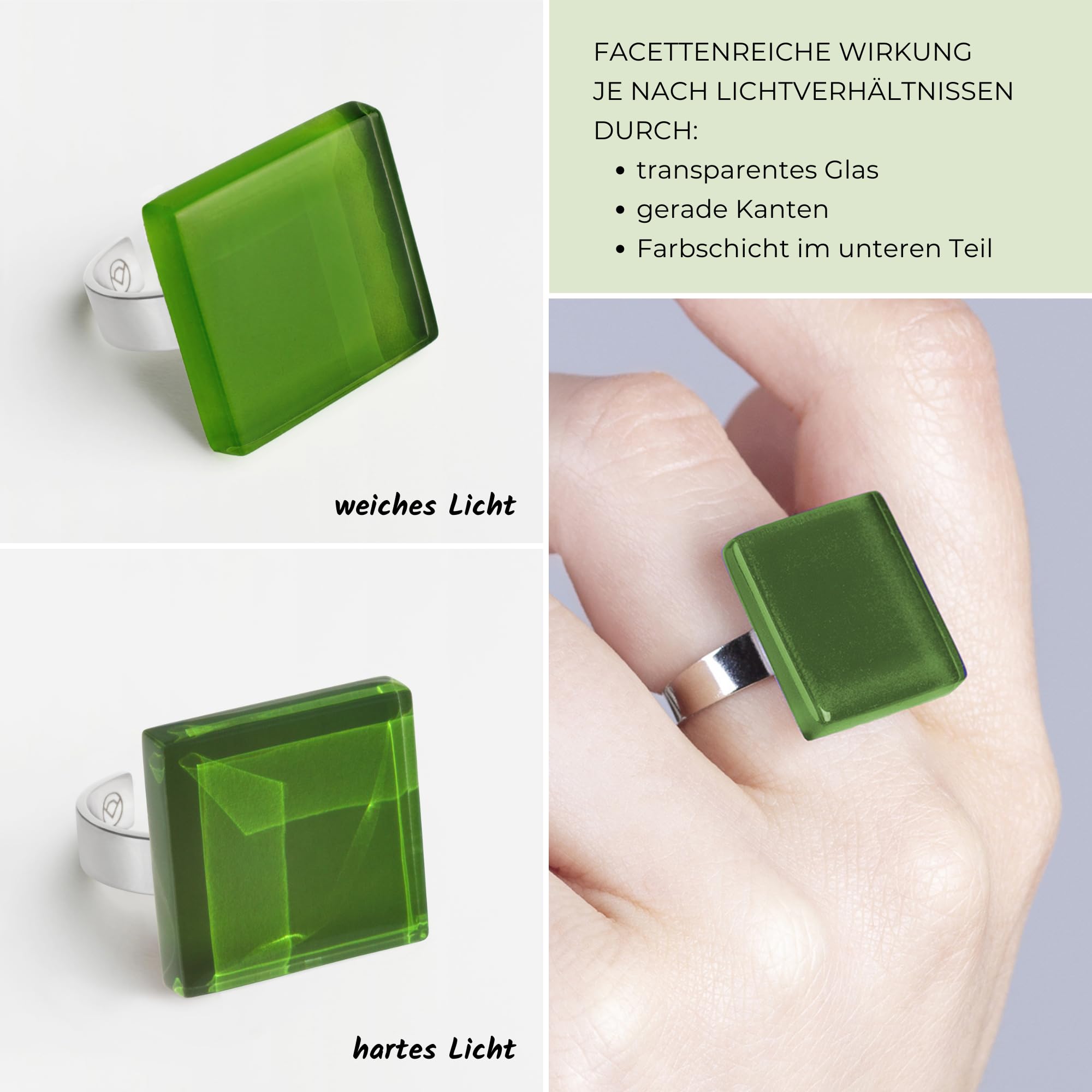 Statement Ring mit Steinen in 20 Farben • Geburtsstein Schmuck Geometrisch • Edelstahlring größenverstellbar (min. Ø 19mm) • handgemacht & nachhaltig