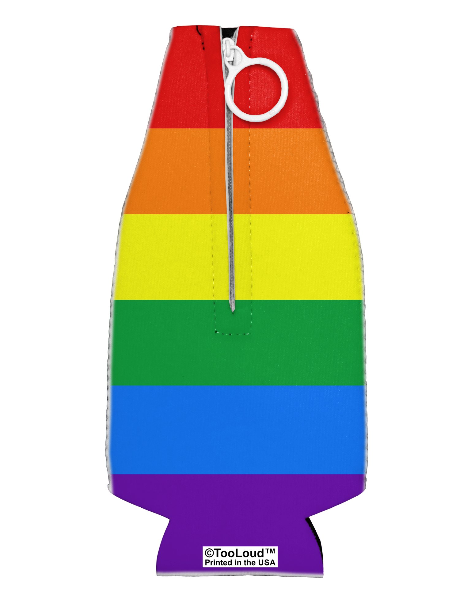 TooLoud Rainbow Horizontal Gay Pride Flag Collapsible Neoprene Bottle Insulator All Over Print