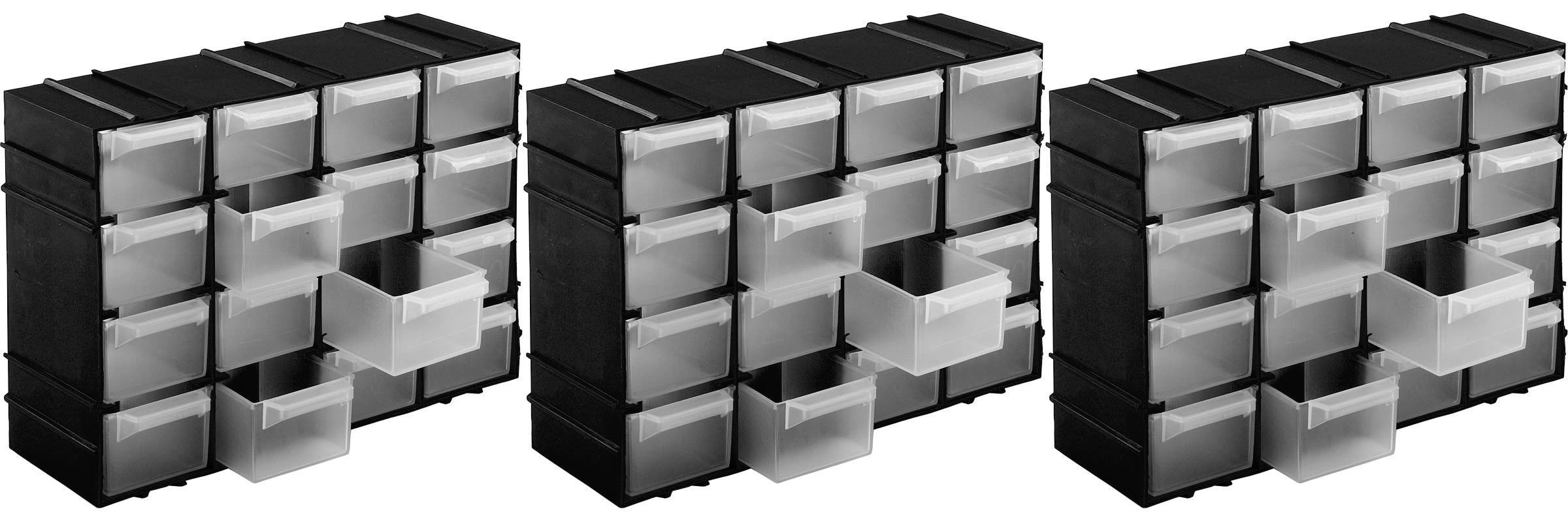 Kigima Cassettiera portaminuteria 16 scomparti 22x15x8cm (Nero (3 Pz))