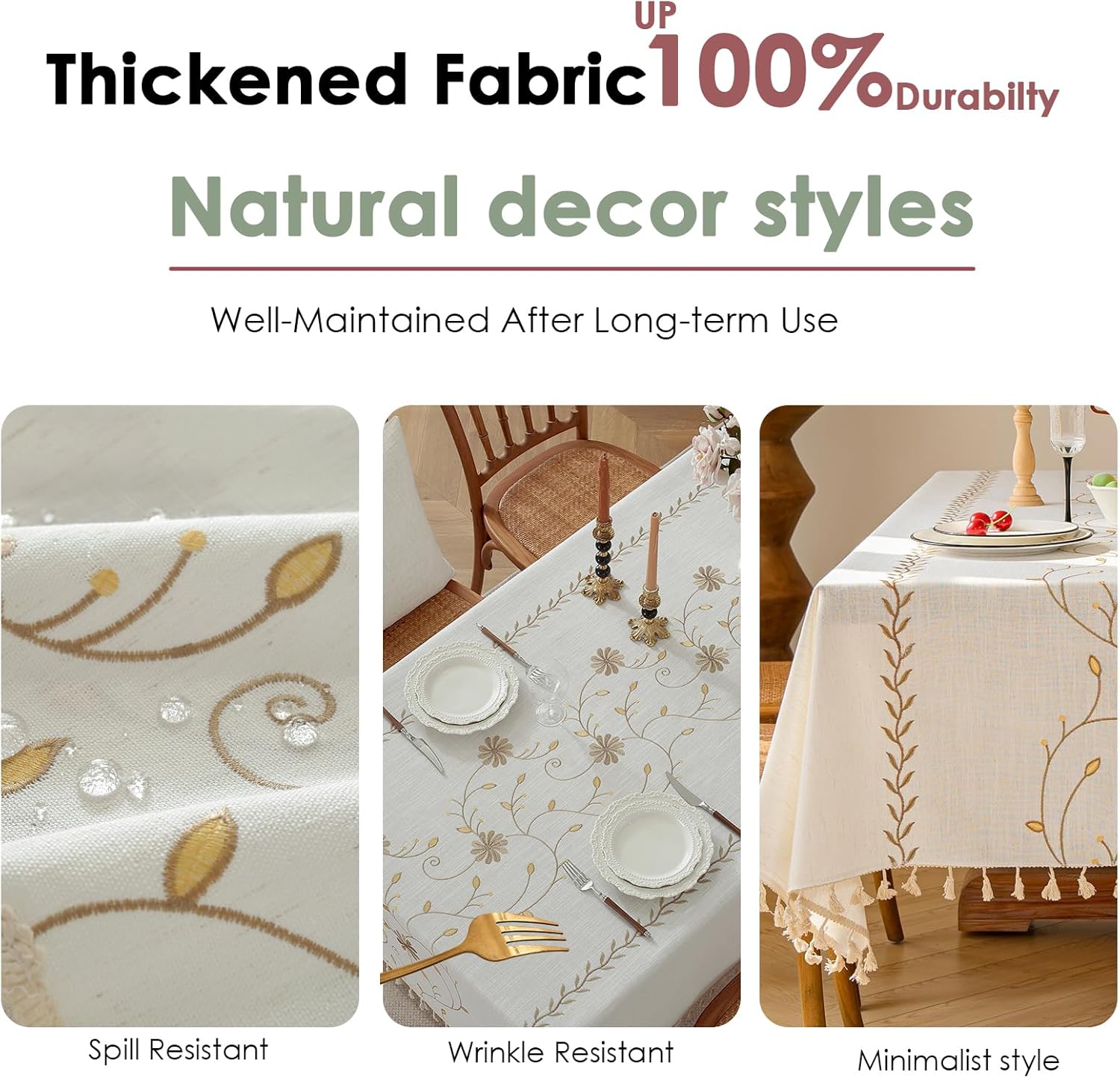 Rectangle Cotton Linen Tablecloth, Heavy Duty Waterproof Tablecloths Farmhouse Tablecloth, Soft and Wrinkle Free Table Cover with Tassels for Kitchen & Dining (Windmill Coffee, 70" x 55")