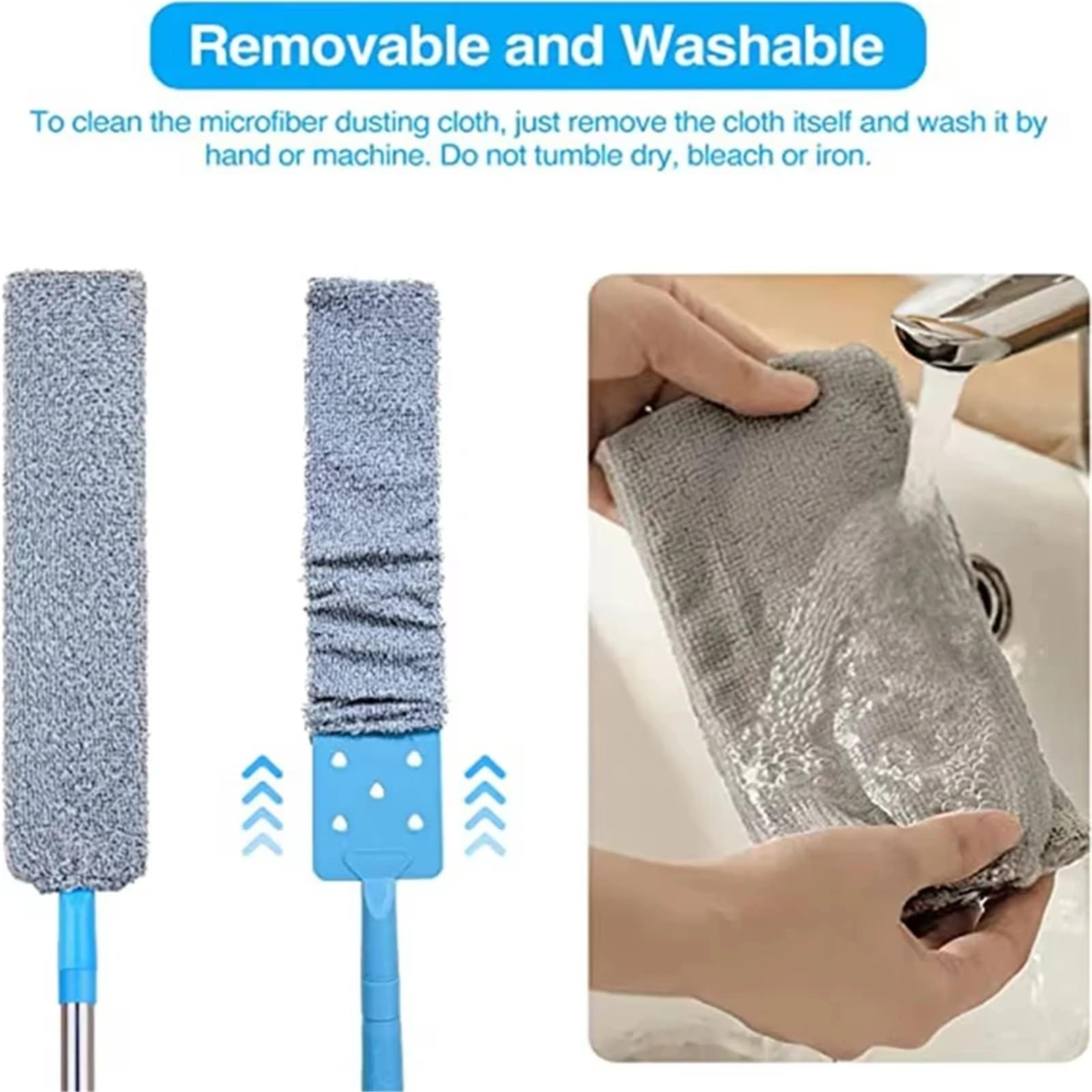 Plumero Fregona de Polvo Desmontable con Mango Largo, Limpiador Huecos for Suelo, Techo, Cama, Muebles, sofá, Herramienta Limpieza Integral Microfibra Flexible(220cm Mop4)