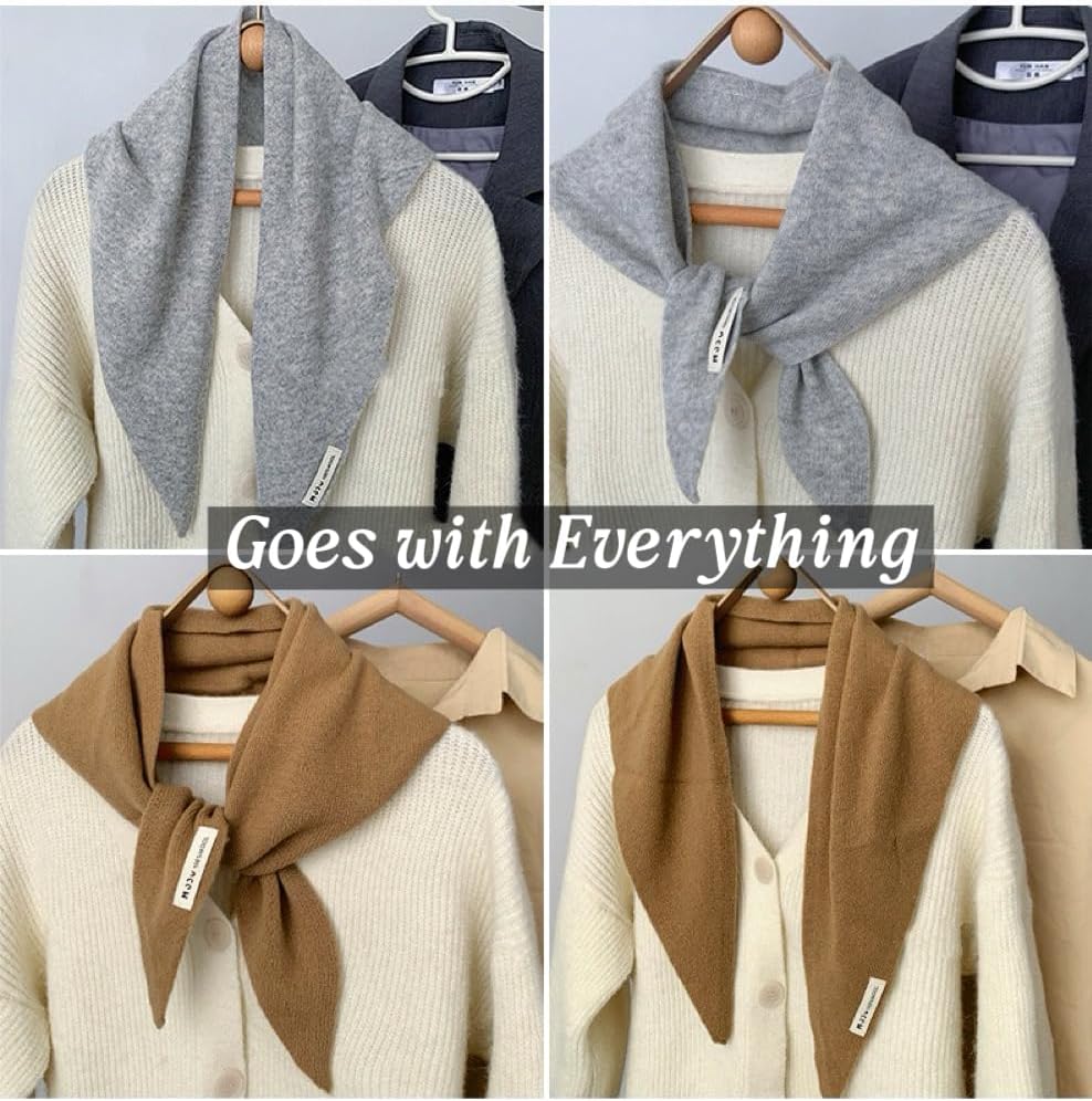 Wool Triangle Scarf for Women - Knitted Sweater Shawl Warm Downtown Girl Fashion Accessories - Image 4