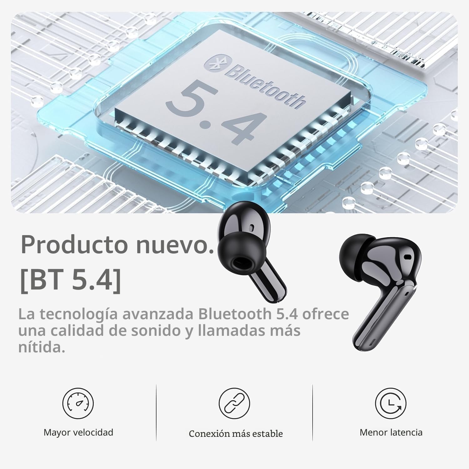 Auriculares Inalambricos Bluetooth, Auriculares Bluetooth 5.4, 40H HiFi Estéreo Cascos Inalambricos con Reducción de Ruido 4 Mic, Pantalla LED, IP7 Impermeable, Audifonos Carga Rápida, Ajuste Cómodo