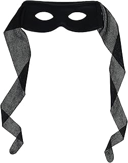 Bandit Mask Costume Accessory, Eye Mask Highwayman Robber Fancy Dress, Black Bandit Thief Costume Mask