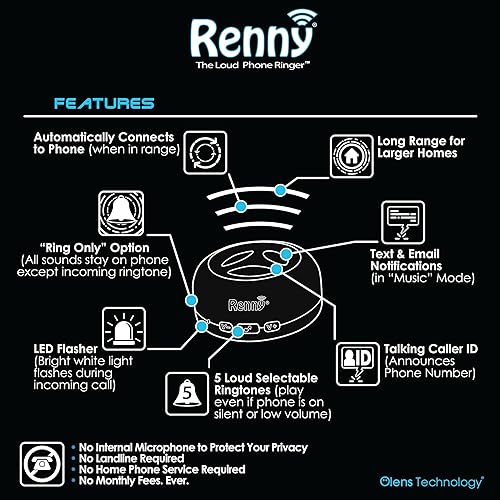 Miniatura 5 de RENNY JR - El timbre del teléfono celular, amplificador y parpadeo para personas con discapacidad auditiva (117 dB)  Se conecta automáticamente de