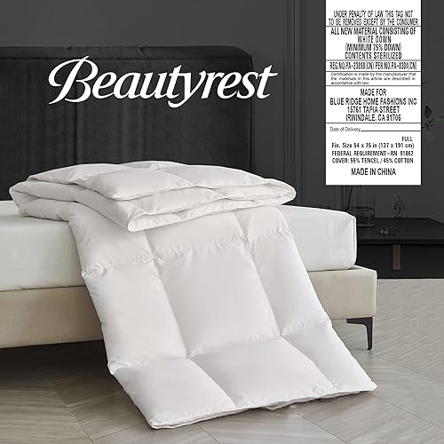Miniatura 9 de Beautyrest Cubrecolchón de plumón blanco de alta calidad con bandas elásticas de anclaje, 650 de potencia de relleno