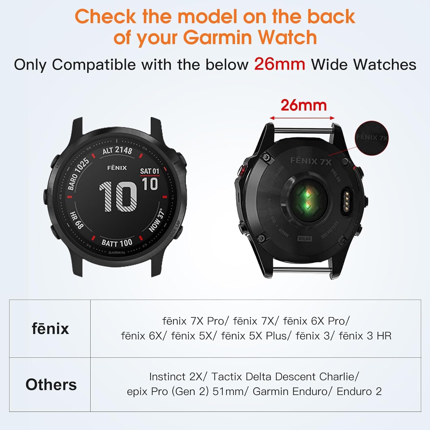 Negatta Strap Compatible With Garmin Fenix 7X/Fenix 7X Pro/Fenix 6X Pro/Fenix 5X Plus/Fenix 5X/Fenix 3/3 HR - Image 2
